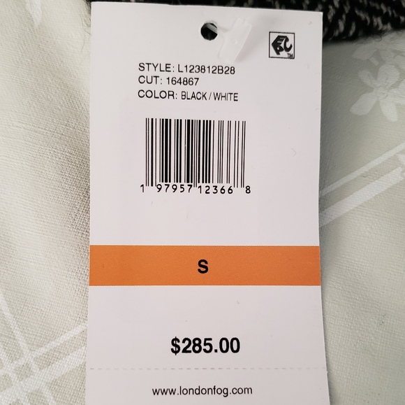 London Fog Women's Black & White Herringbone Wool Blend Coat Size S - Picture 11 of 13